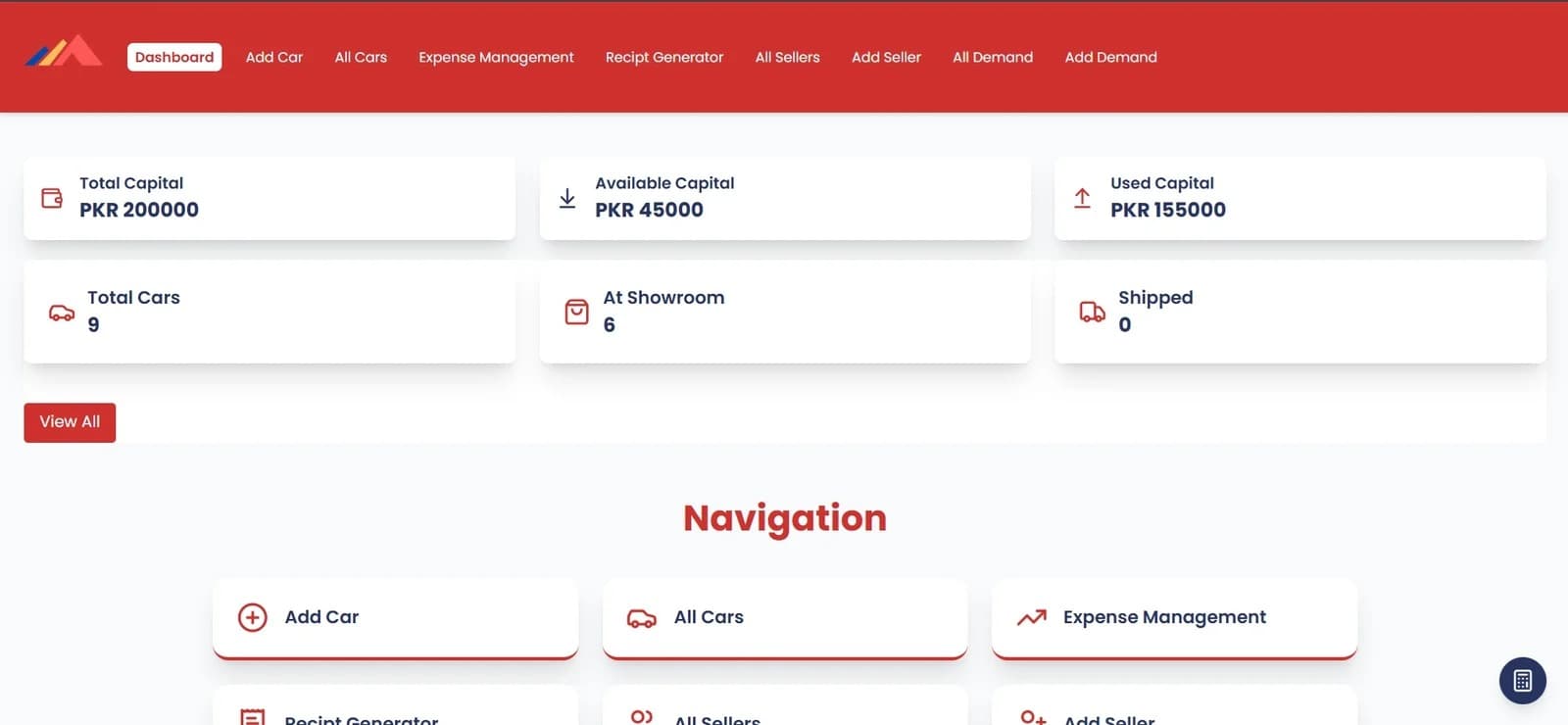 Custom Car Showroom Software